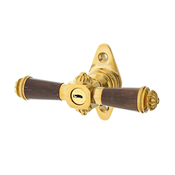 Fensterbeschlag gold aus Messing poliert klassische Form