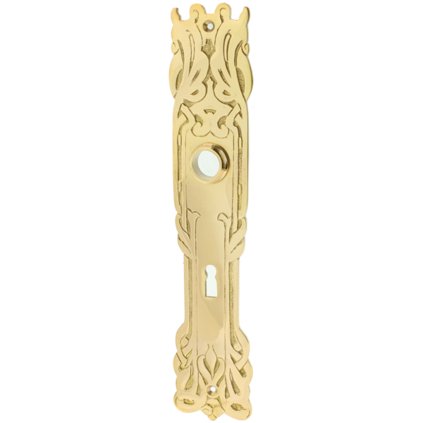 Langschild aus Messing Jugendstil geschwungene Form gro&szlig;