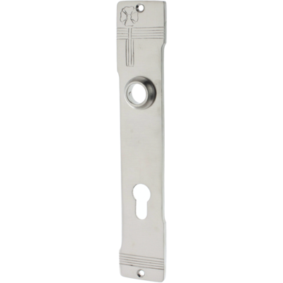 Langschild silber matt aus Messing vernickelt, matt geb&uuml;rstet gradlinige Form