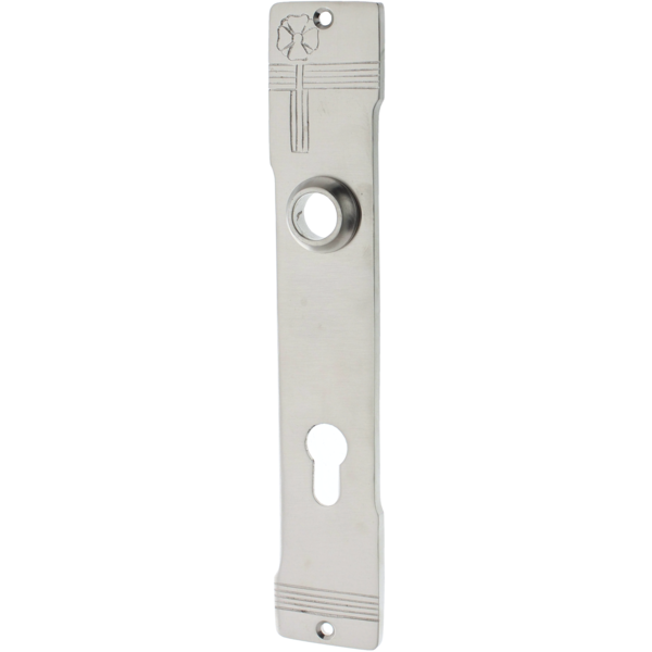 Langschild silber matt aus Messing vernickelt, matt geb&uuml;rstet gradlinige Form