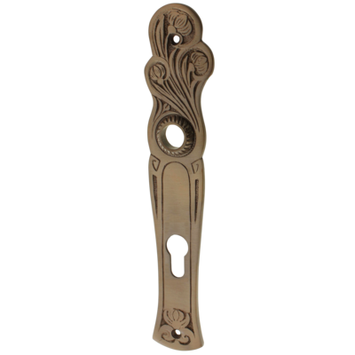 Langschild aus Messing Jugendstil au&szlig;ergew&ouml;hnliche Form mittelgro&szlig;