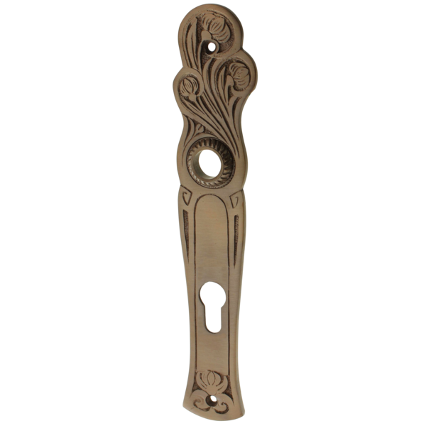Langschild aus Messing Jugendstil au&szlig;ergew&ouml;hnliche Form mittelgro&szlig;