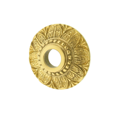 T&uuml;rrosette mit floralem Muster aus poliertem Messing - Accessoire f&uuml;r T&uuml;rknauf