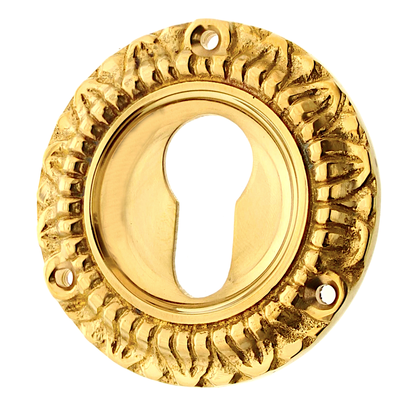 Zylinderrosette aus Messing Gr&uuml;nderzeit au&szlig;ergew&ouml;hnliche Form gold