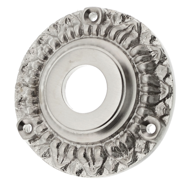 T&uuml;rdr&uuml;ckerrosette silber matt aus Messing vernickelt, matt geb&uuml;rstet klassische Form