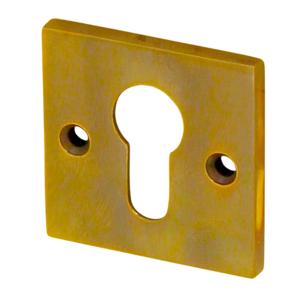 Schl&uuml;ssellochrosette Alpenl&auml;ndisch aus Messing | typische Form, matt gold