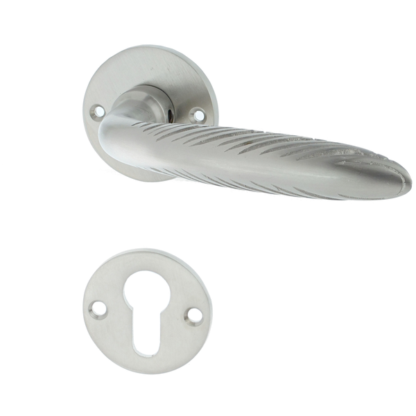 Messing Türbeschlag vernickelt, matt gebürstet elegantes Design silber