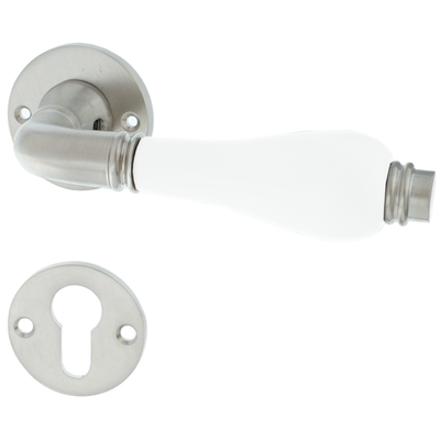 Wohnungstürbeschlag aus Messing Bauhaus Stil typische Form silber matt