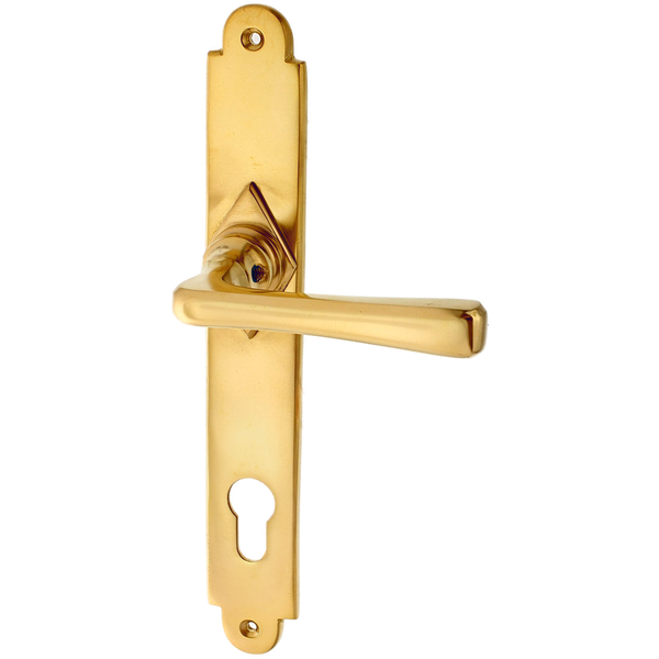 Wohnungstürbeschlag patiniert schlanke Form in matt gold