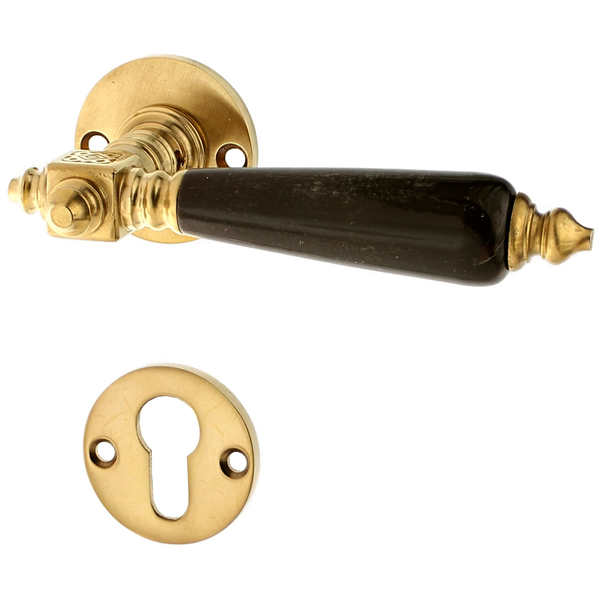 Türbeschlag Bauhaus Stil aus Messing | verziertes Muster, matt gold
