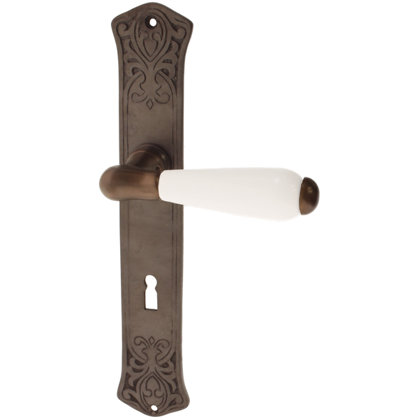Zimmertürbeschlag aus Messing dunkel patiniert braun konische Form