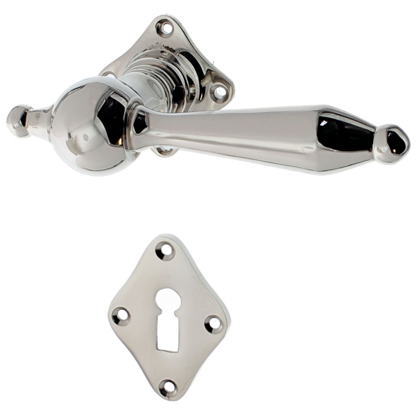 Türbeschlag Jugendstil aus Messing rautenförmiges Design silber