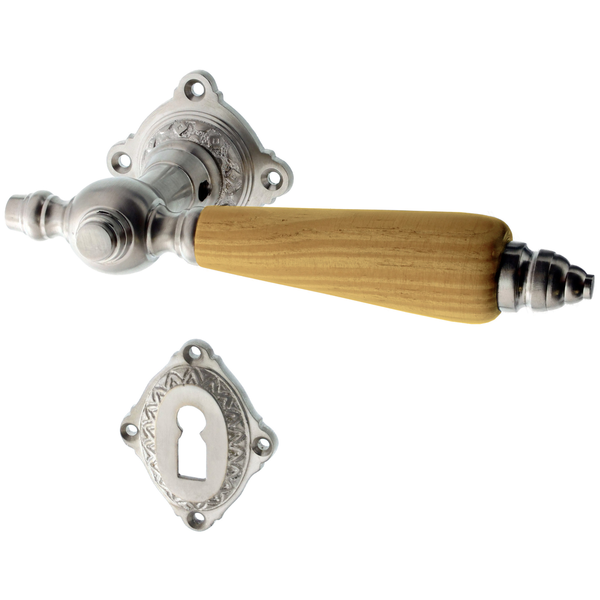 Türbeschlag Gründerzeit aus Messing außergewöhnliche Form silber matt