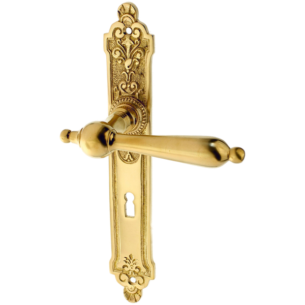 Gründerzeit Zimmertürbeschlag aus Messing kugelförmiger Griffkopf matt gold