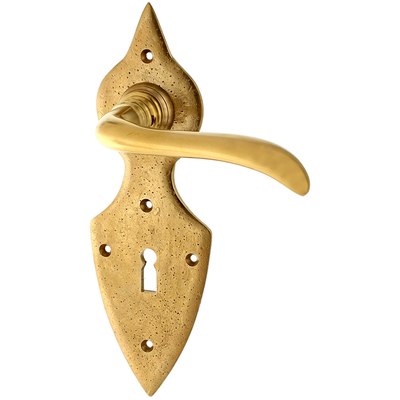 Türbeschlag aus Messing patiniert, matt gold, schlanke Form