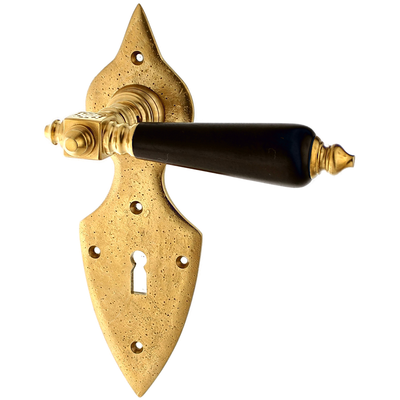 Messing Zimmertürbeschlag patiniert in matt gold - Biedermeier