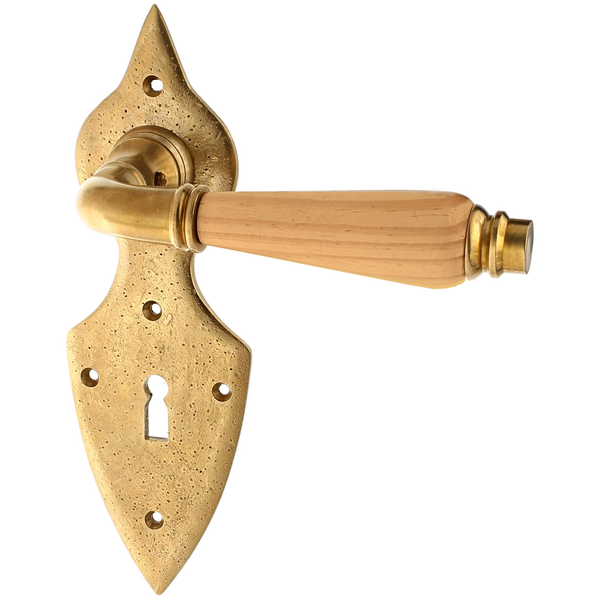 Türbeschlag Alpenländisch aus Messing | schlichtes Design, matt gold