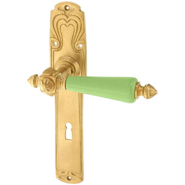 Türbeschlag Jugendstil aus Messing | markante Form, matt gold