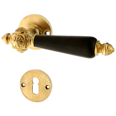 Zimmertürbeschlag patiniert aus Messing matt gold rustikale Form