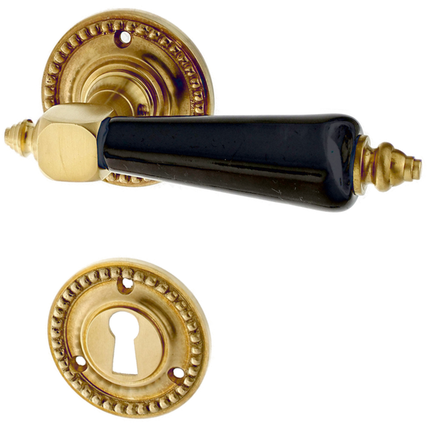 Zimmertürbeschlag aus Messing - Gründerzeit - schlichtes Design | matt gold