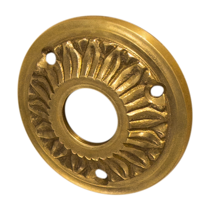 Türdrückerrosette mit Blumenmuster, Messing Patina, Jugendstil