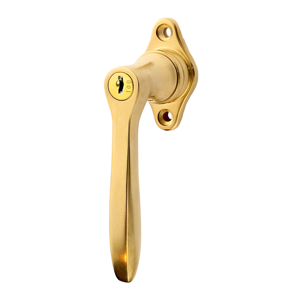 Fensterbeschlag aus Messing Jugendstil klassische Form matt gold