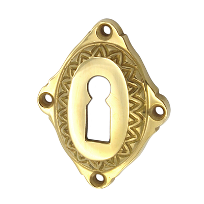 Schl&uuml;ssellochrosette Messing Gr&uuml;nderzeit rautenf&ouml;rmiges Design gold